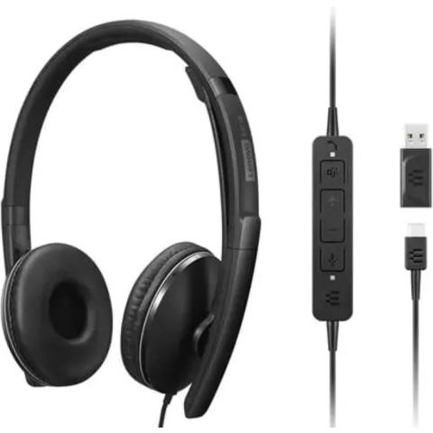 Lenovo Gen 2 On Ear headset Kabel Zwart Ruisonderdrukking (microfoon)