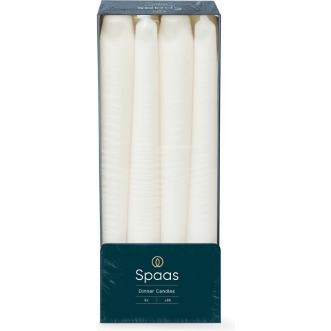 10x SPAAS Dinerkaarsen Wit 23/250 mm± 8 branduren 8 stuks