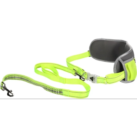 FLAMINGO joggingharnas met riem geel, heupomtrek 80-140cm hond
