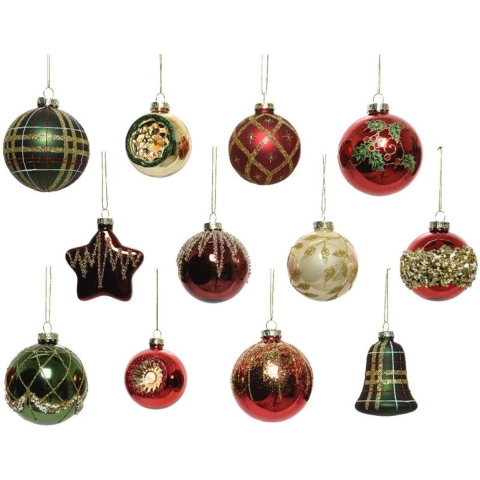 Decoris Luxe Kerstballen Mix Glas Assorti Kerst Kleuren