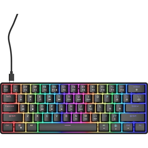 Qware San Jose 60% Bedraad Gamingtoetsenbord Zwart