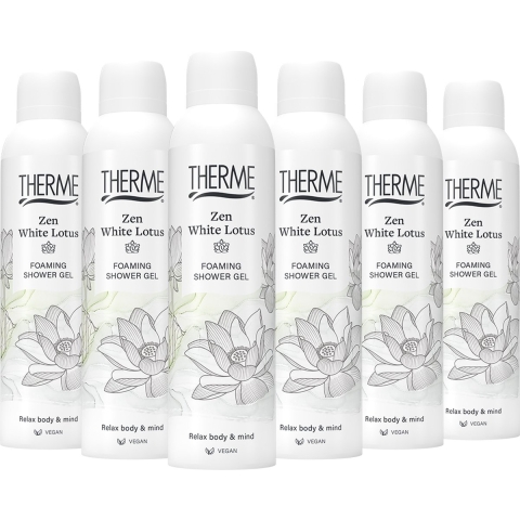 6x Therme Zen White Lotus Foaming Shower Gel 200 ml