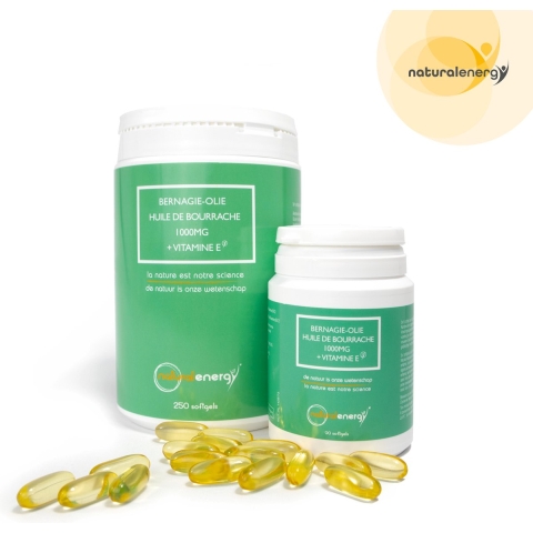 Natural Energy Bernagie Olie 1000 mg + Vitamine E | 250 capsules