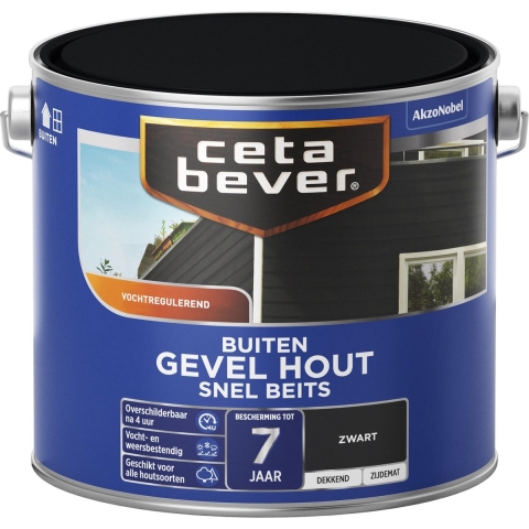 Cetabever Gevel Hout Snel Beits Dekkend - Zwart - 2,5L