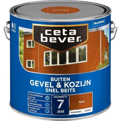 Cetabever Gevel Hout Snel Beits Transparant - Teak - 2,5L