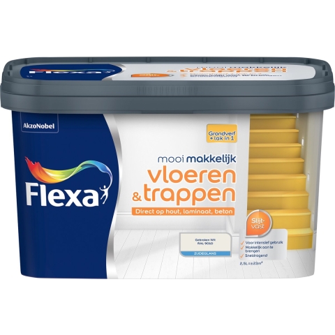 Flexa Mooi Makkelijk Vloeren&Trappen Zijdeglans - Gebroken Wit - 2,5L