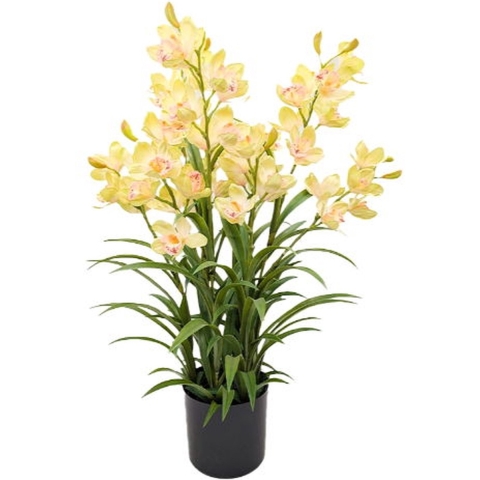 Cymbidium kunstplant 90 cm, groen - Buitengewoon de Boet