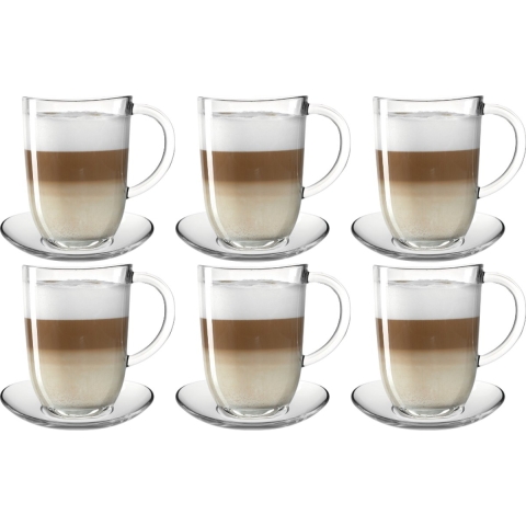 Leonardo Latte Macchiato Glazen + Schotels Napoli - 6 stuks