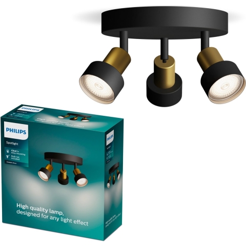 Philips Conduit 8720169299955 Plafondspot GU10 Zwart, Goud