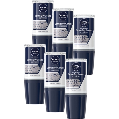 6x Nivea Men Ani-Transpirant Roller Derma Dry Control 50 ml