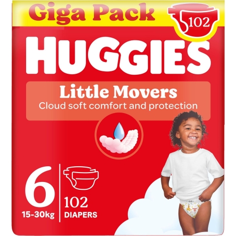 3x Huggies Little Movers Luiers Maat 6 (15 - 30 kg) 34 stuks