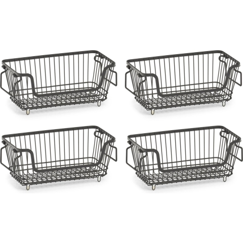 5x Zwarte opberg/opruim mandjes stapelbaar 32 cm -