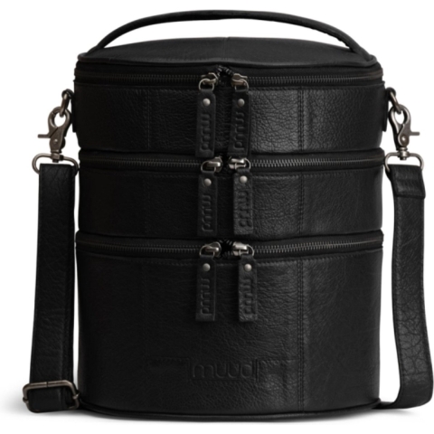 MUUD Bturn Black - Handgemaakt leren tas voor diverse projecten 27xØ25cm