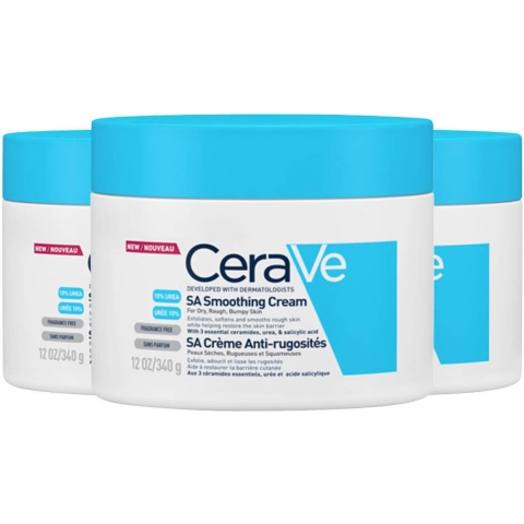 3x CeraVe SA Smoothing Cream Anti-Ruwe Huid Crème 340 gr