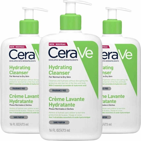3x CeraVe Reinigingscréme Hydraterend 473 ml