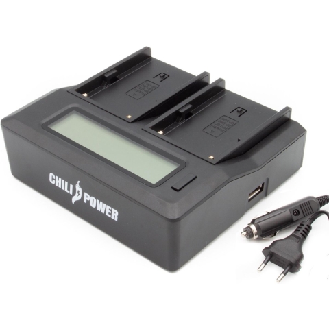 Duo oplader voor 2 camera-accu's Sony NP-FW50 - met LCD scherm