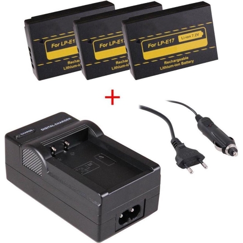 3 x camera-accu's LP-E17 voor Canon + oplader