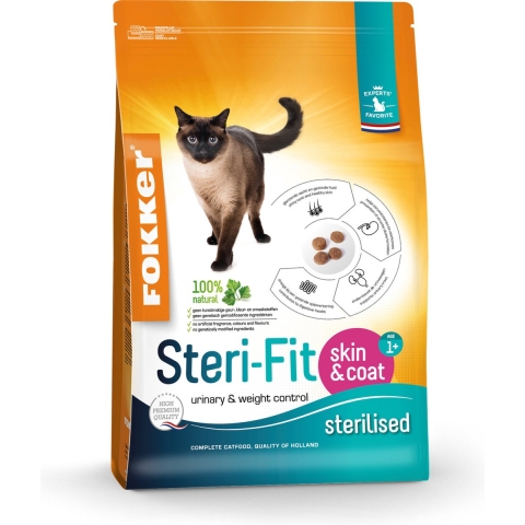 Fokker Steri-Fit Skin & Coat kattenvoer 2 x 2,5 kg