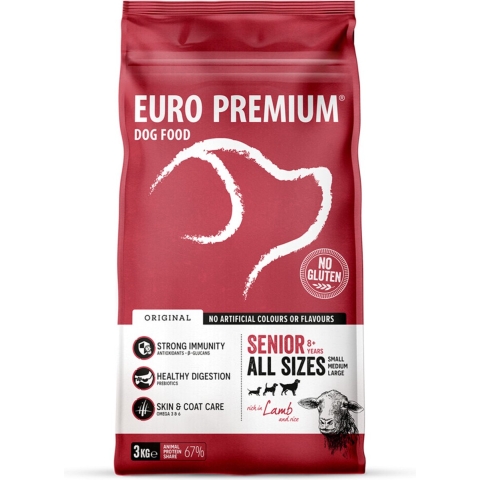 Euro Premium Senior 8+ Lamb & Rice hondenvoer 2 x 3 kg