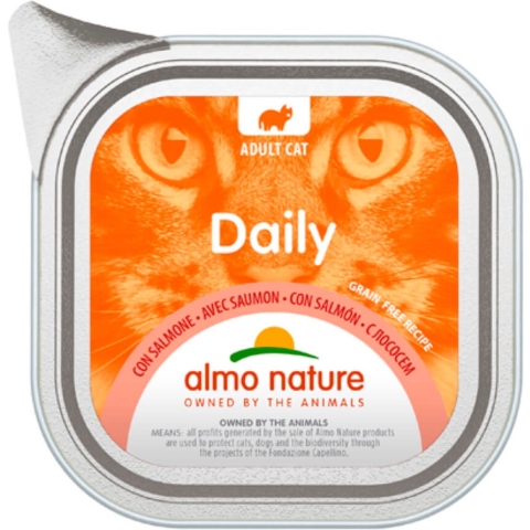 Almo Nature Daily met zalm natvoer kat (100 g) 64 x 100 g