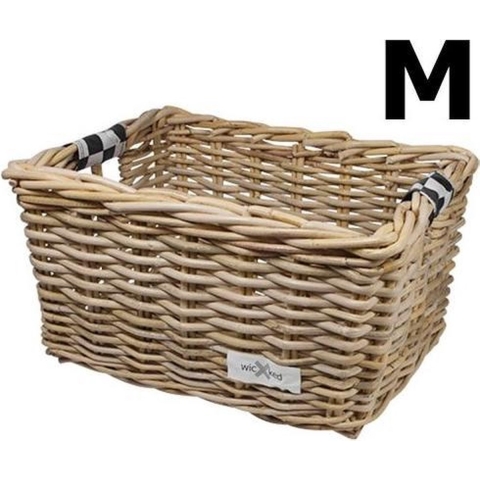 Rieten Fietsmand L Black Checker naturel