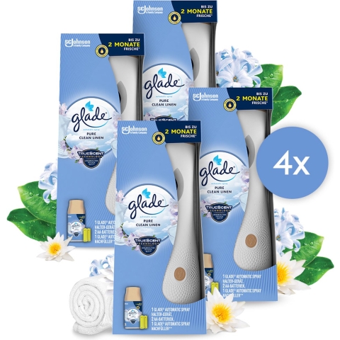 4x Glade Automatic Spray Startset Pure Clean Linen 269 ml