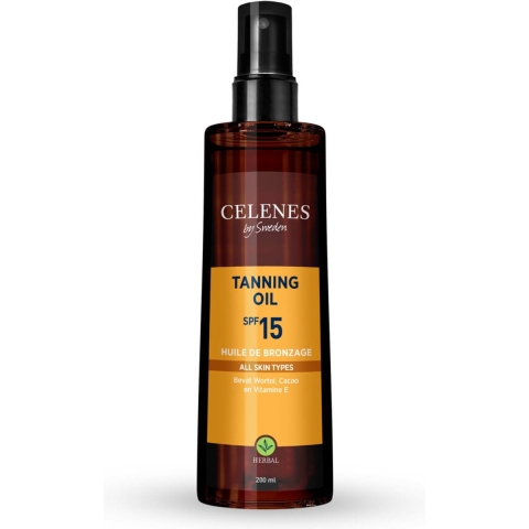 3x Celenes Herbal Tanning Oil Alle Huidtypes SPF 15 200 ml
