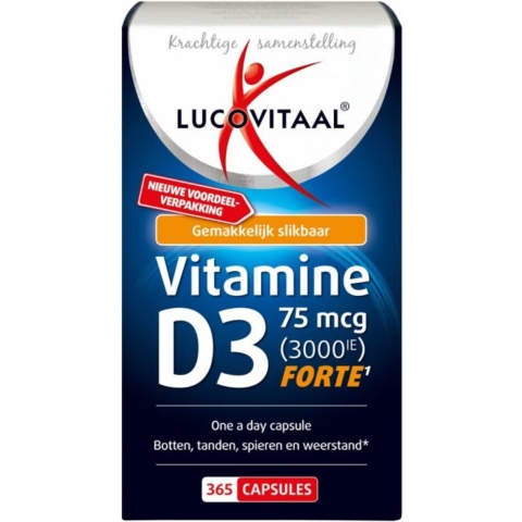 3x Lucovitaal Vitamine D3 D3 75mcg (3000IE) Forte 365 capsules