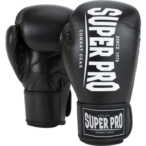 Super Pro Combat Gear Champ (Kick)Bokshandschoenen - Zwart/Wit - 10 oz