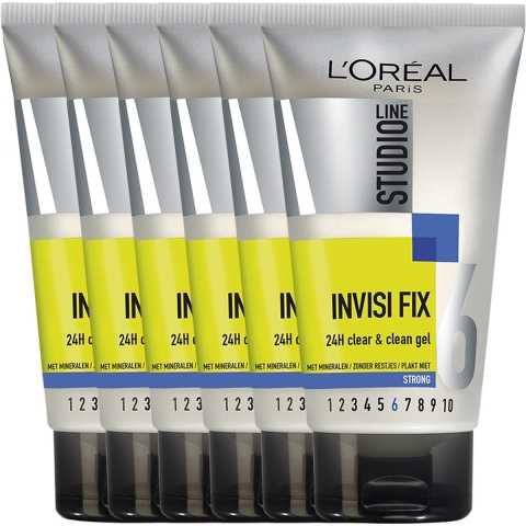 6x L'Oréal Studio Line Invisi Fix 24H Clear&Clean Gel Strong 150 ml