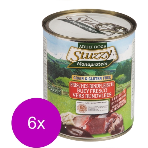 6x Stuzzy Hondenvoer MonoProtein Rundvlees 800 gr