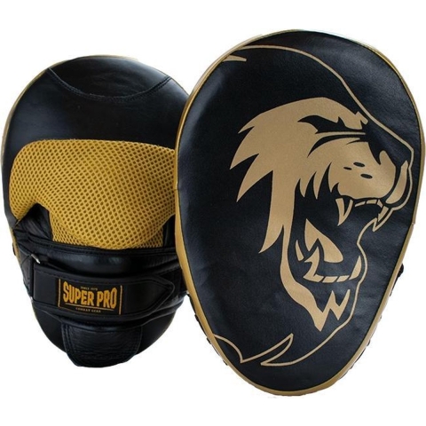 Super Pro Combat Gear Curved Lederen Handpads - Zwart / Goud