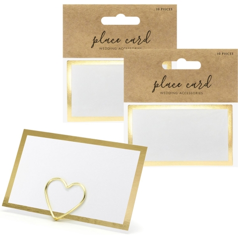 Naamkaartjes/plaatskaartjes - Bruiloft - wit/goud - 100x stuks - 10 x 6 cm -