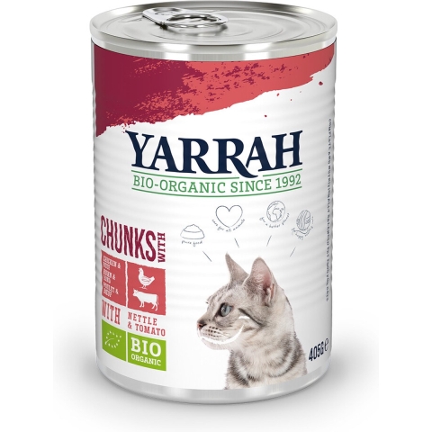 12x Yarrah Bio Kattenvoer Chunks Kip - Rund 405 gr