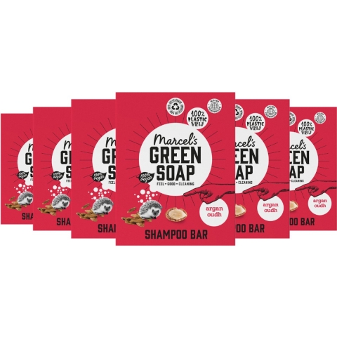 6x Marcel's Green Soap Shampoobar Argan&Oudh 90 gr