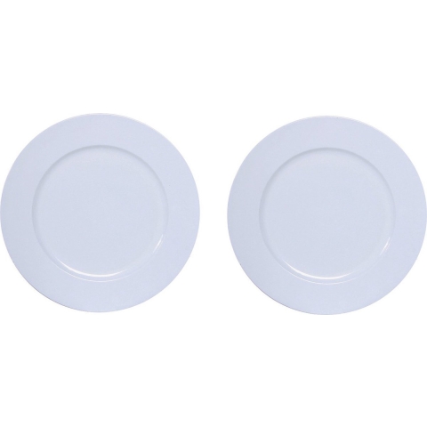 12x Ronde diner/kerstdiner borden/onderborden wit glimmend 33 cm -