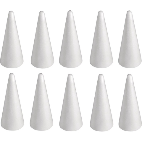 Piepschuim kegel - 10x - wit - H28 cm - styropor vormen - Hobby/DIY - knutselmateriaal -