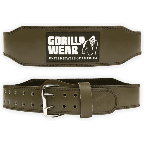 Gorilla Wear 4 Inch Padded Leren Lifting Belt - Legergroen - 2XL/3XL