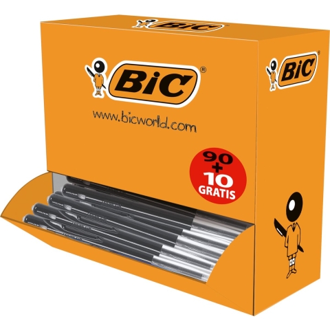 100x Bic M10 balpen zwart medium