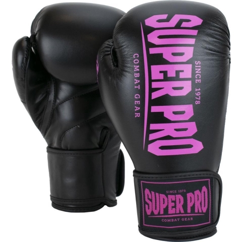 Super Pro Combat Gear Champ (Kick)Bokshandschoenen - Zwart/Roze - 12 oz