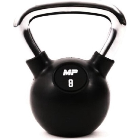 Muscle Power Rubberen Kettlebell - Zwart - 8 kg
