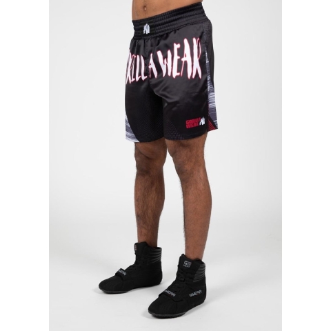 Gorilla Wear Clayton Boxing Shorts - Zwart/Rood - 2XL