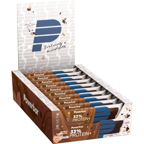Powerbar 33% Protein+ Bar - 10 x 90 gr - Pinda Chocolade