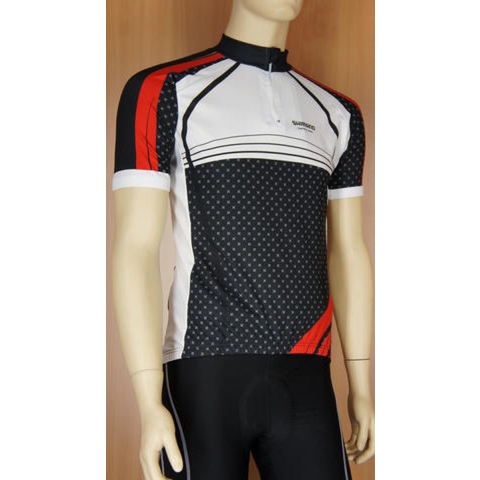 Shimano Shimano original print fietsshirt korte mouwen zwart met wit en rood heren