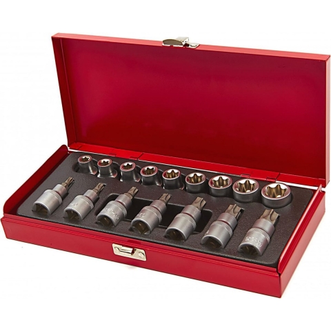 HBM 16-delige 1/2"inwendige en uitwendige TORX doppenset