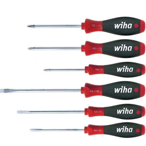 Wiha 302 HK6 01 SoftFinish Sleufkop/ Phillips/ Pozidriv-Schroevendraaierset - 6 Delig