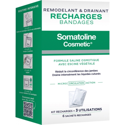 Somatoline Cosmetic Drainerende Bandages Intensieve Werking Navulling | 6 zakjes