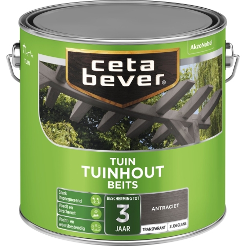 Cetabever Transparante Tuinhout Beits - Antraciet - 2,5L