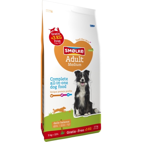 Smolke Adult Medium Bonusbag 12 + 3 kg GRATIS