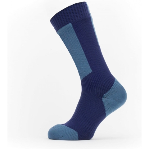 Sealskinz Runton Cold weather mid fietssok met Hydrostop Blauw S